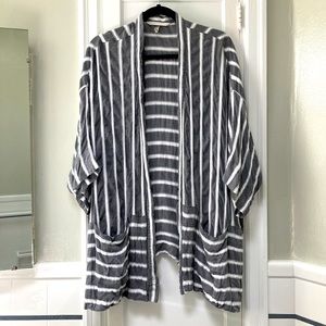 Intimately Free People grey white stripe kimono robe